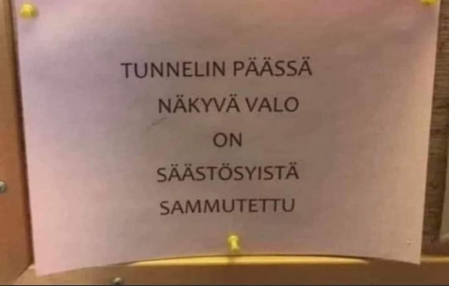 Valoa tunnelissa