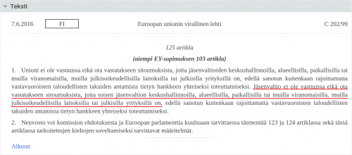 Artikla 125 EURLEX merkattu