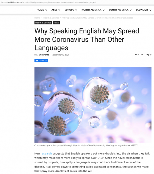 Corona speaking English spreads more