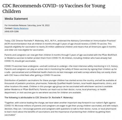 CDC 6 months old bioweapon injection approved