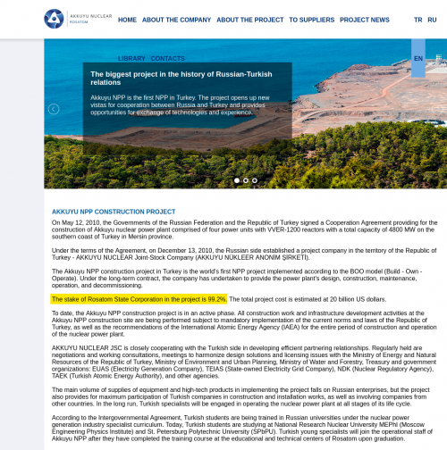 Akkuyu Nuclear Turkey Rosatom stake