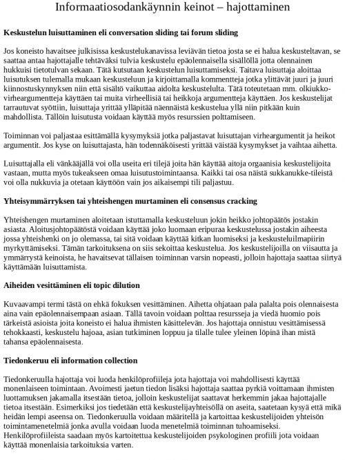 Informaatiosodankäynnin keinot hajottaminen 1