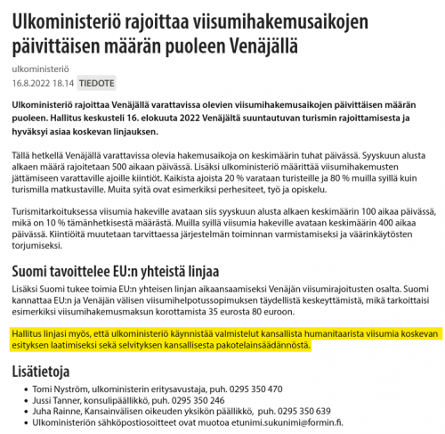 Humanitaarinen viisumihakemus