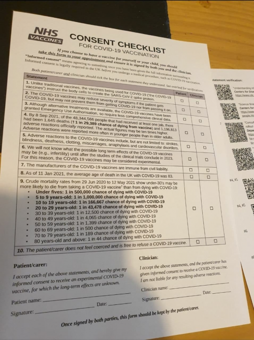 NHS form conscientious 3