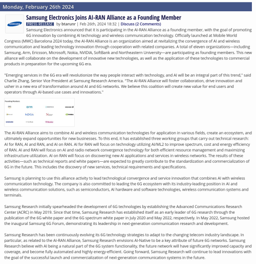 Source
https://www.techpowerup.com/319620/samsung-electronics-joins-ai-ran-alliance-as-a-founding-member

Archive
https://archive.is/f1h7O